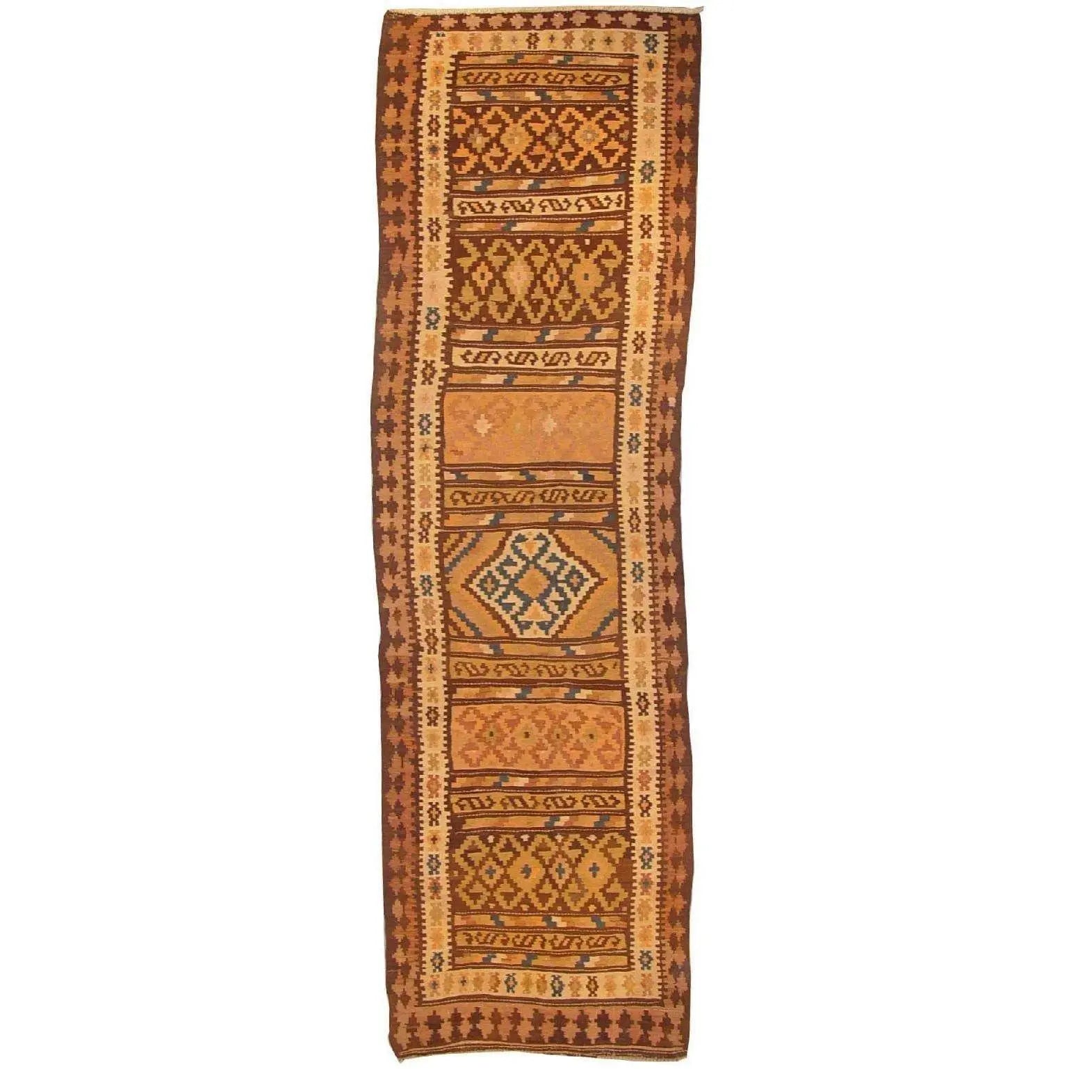 One Of The Kind Gazvin Persian Kilim 13'5" X 3'10"